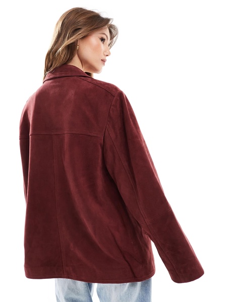 ASOS DESIGN real suede 70s jacket in red