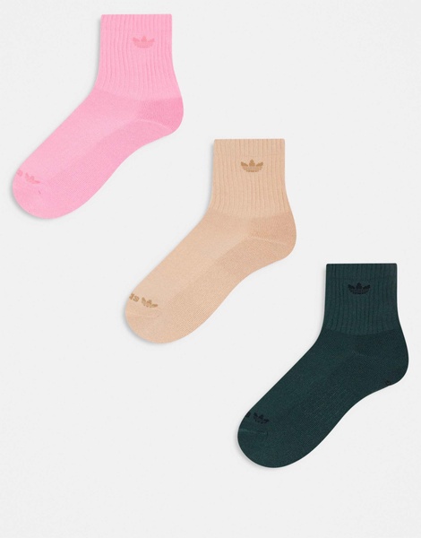adidas Originals Trefoil 2.0 3-pack quarter socks in multi