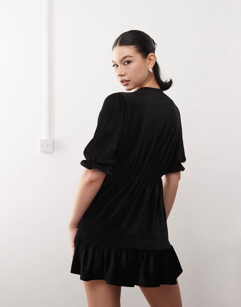 Reclaimed Vintage cord tea dress in black