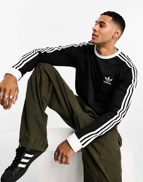 adidas Originals Adicolor 3-Stripes long sleeve T-shirt in black