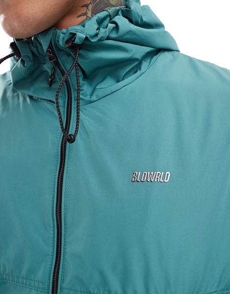 Bershka nylon windbreaker in turquoise