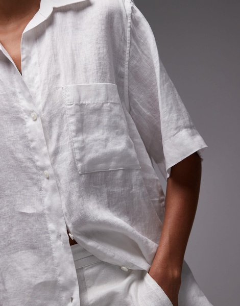 ARKET linen short sleeve shirt with camp collar