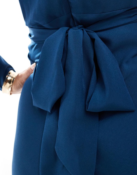 ASOS DESIGN belted maxi dress in navy