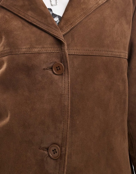 ASOS DESIGN real suede 70s jacket in brown