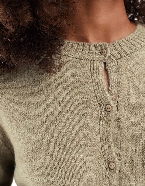 ASOS DESIGN fluffy knit cardigan in brown