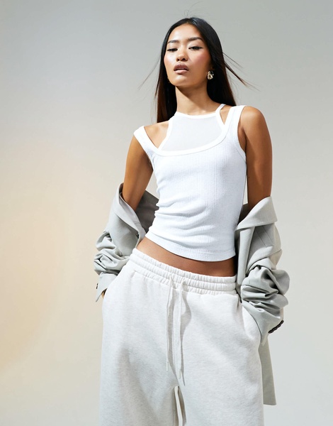 ASOS DESIGN oversized sweatpants with turnback hem detail in oatmeal heather