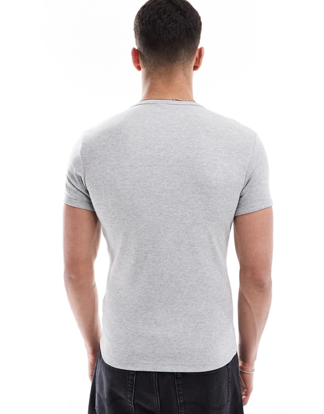 Bershka slim fit ribbed T-shirt in gray