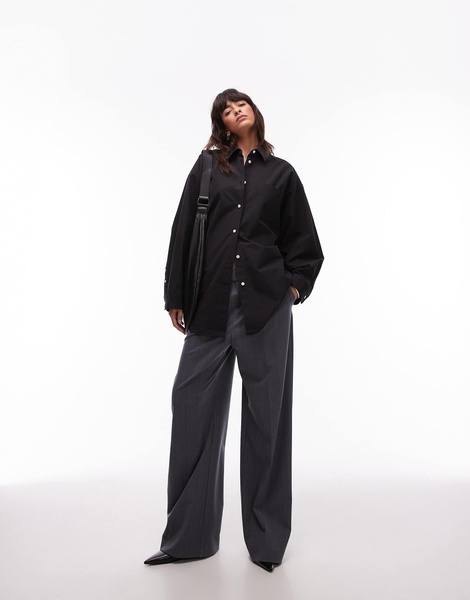 ARKET oversized structured shirt with batwing sleeves in black