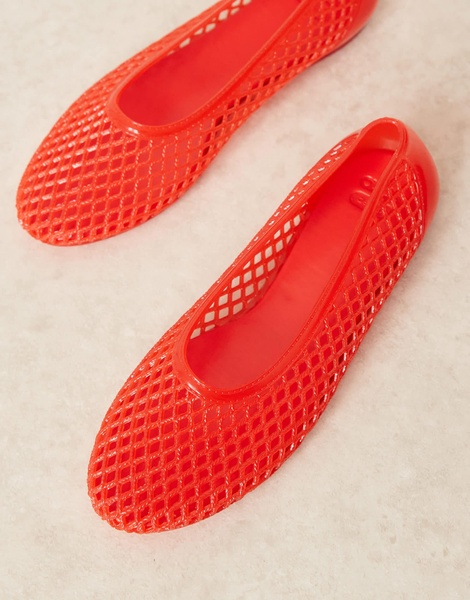 ASOS DESIGN Lattitude jelly weave ballet flats in red