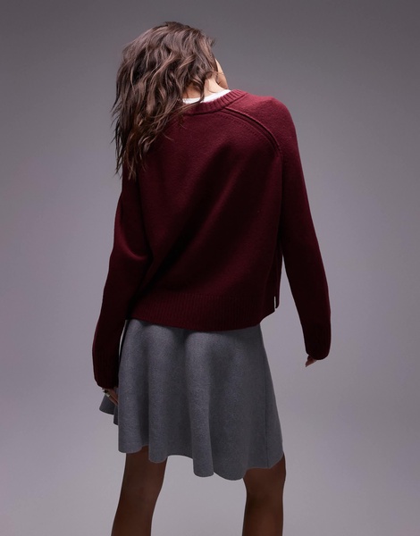 ARKET wool crew neck sweater in burgundy