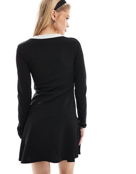 Miss Selfridge scuba crepe contrast bow dropped waist mini dress