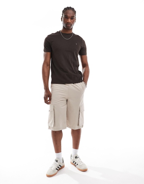AllSaints Brace brushed cotton T-shirt in dark brown