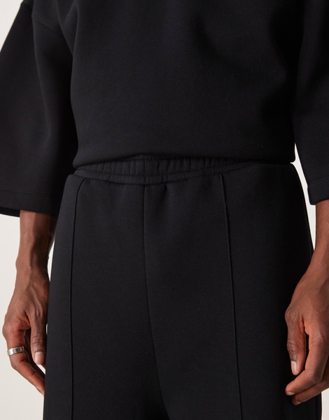 ASOS DESIGN wide leg sweatpants with pin tuck in black - part of a set