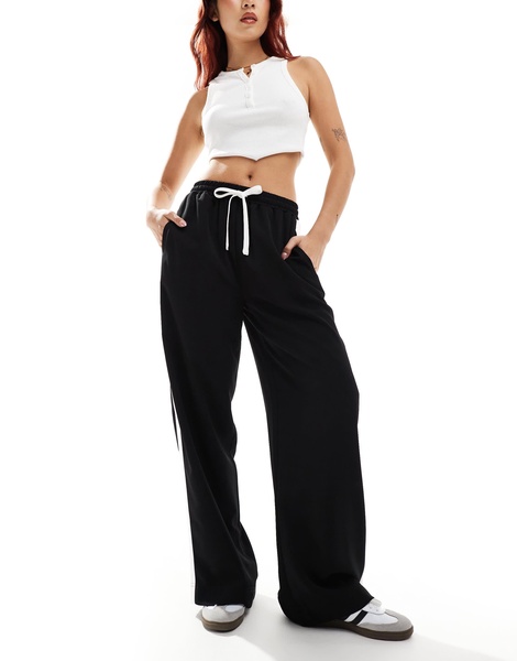 ASOS DESIGN pull-on pants with contrast panel in black