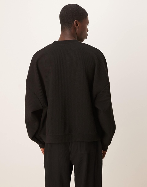 ASOS DESIGN extreme oversize boxy sweatshirt with heavy ribbed texture in black