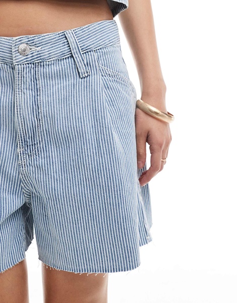 Mango pinstripe denim shorts in light blue - part of a set