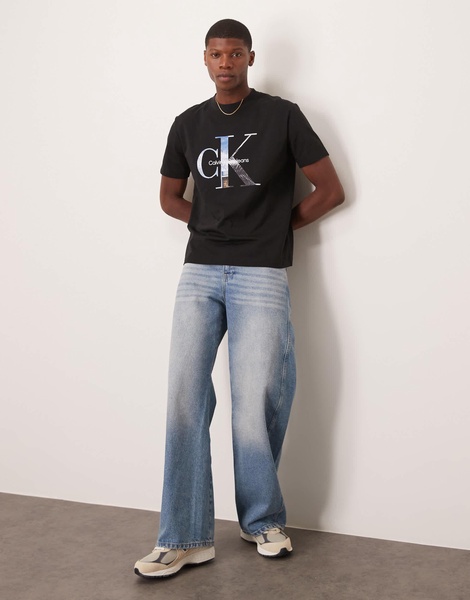 Calvin Klein Jeans large photo logo t-shirt in black