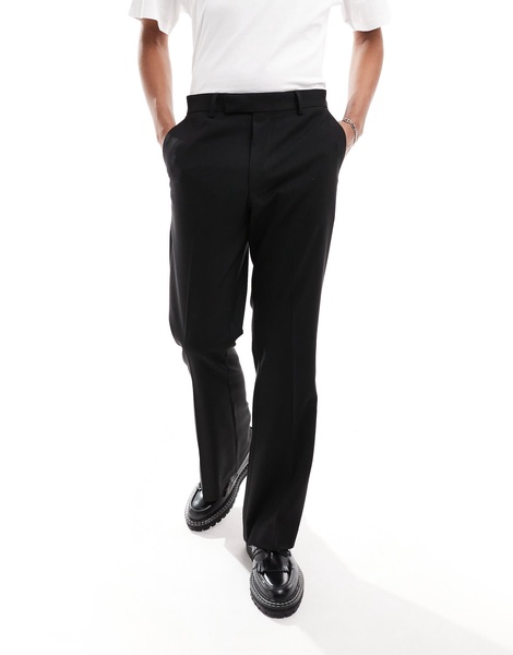ASOS DESIGN high rise flare suit pants in black
