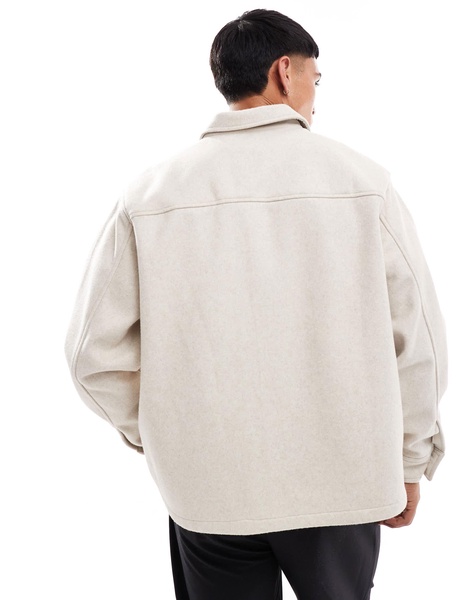 Bershka faux wool overshirt in ecru