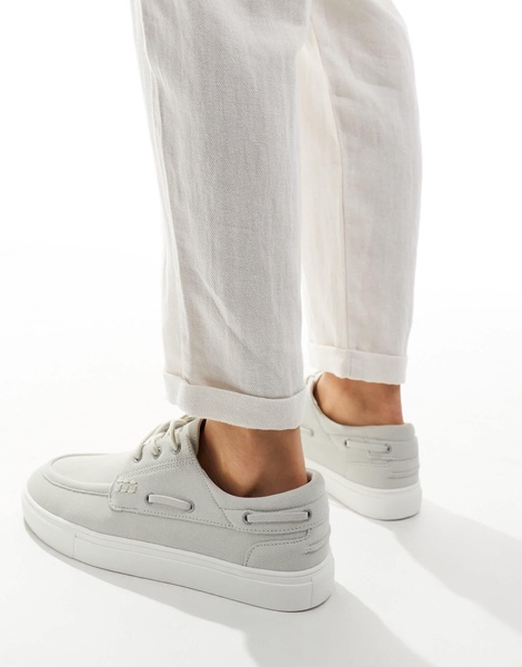 ASOS DESIGN cupsole boat shoes in gray