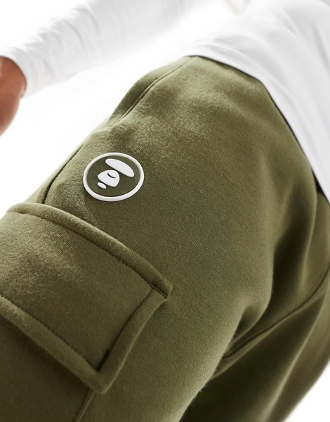 AAPE By A Bathing Ape logo cargo cuffed sweatpants in khaki