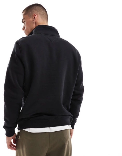 Tommy Jeans 1/4 zip mock neck fleece in black