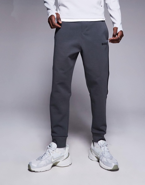 BOSS Green Hadiko Tape cuffed sweatpants regular fit in dark gray