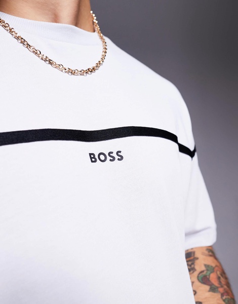 BOSS Green Tercy Tape central logo t-shirt relaxed fit in light gray