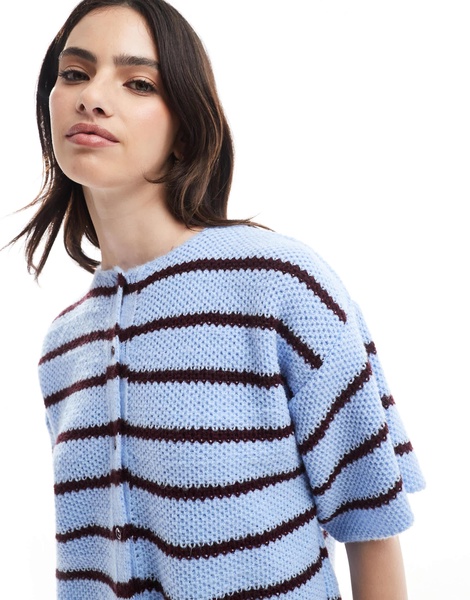 ASOS DESIGN knit short sleeve cardigan in stripe