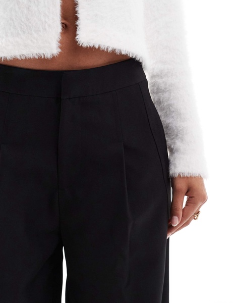 ASOS DESIGN button hem barrel tailored pants in black