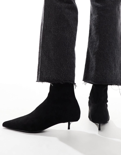 ASOS DESIGN Rhiannon extreme kitten heel sock boots in black