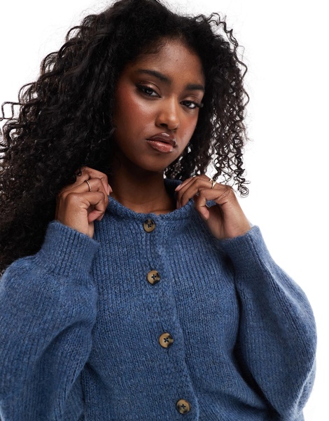 ASOS DESIGN crew neck longline cardigan in blue