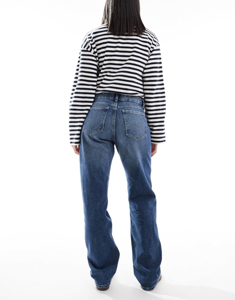 Bershka straight leg jeans in dark wash