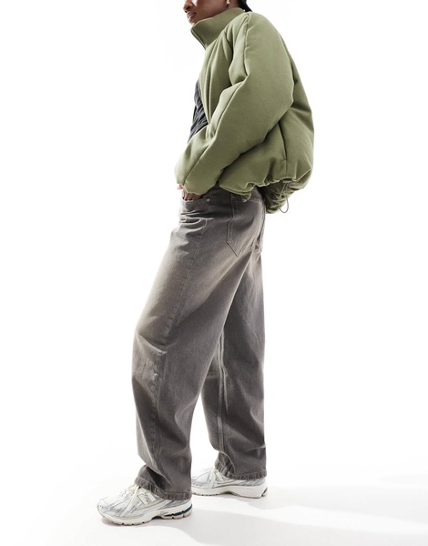 Bershka baggy balloon leg jeans in gray wash