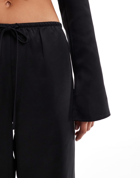 Stradivarius satin pull-on pants in black - part of a set
