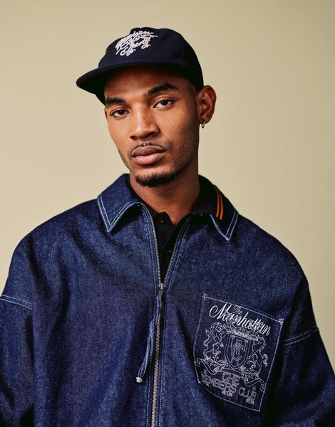 ASOS DESIGN harrington jacket with embroidery detail in indigo - part of a set