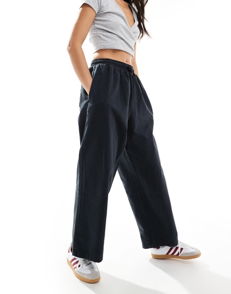 ASOS DESIGN oversized barrel leg pull-on pants in black