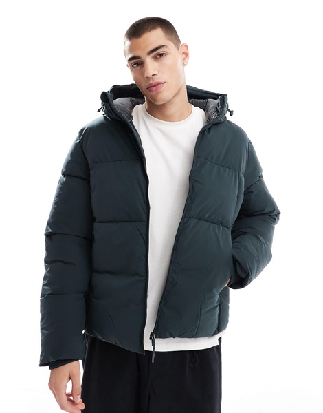 Jack & Jones oversized boxy puffer jacket in forest green