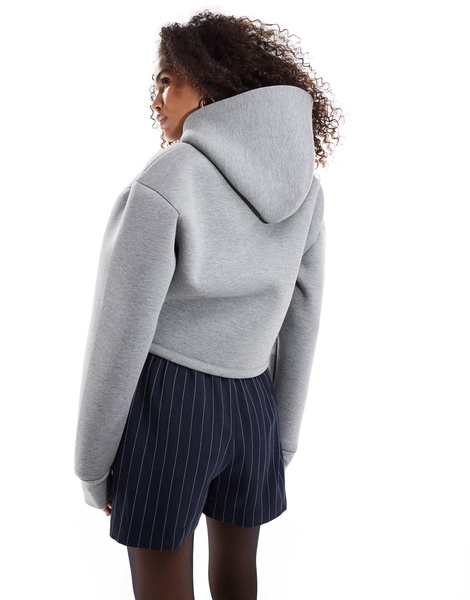 ASOS DESIGN scuba corset waist hoodie with seam detail in gray heather