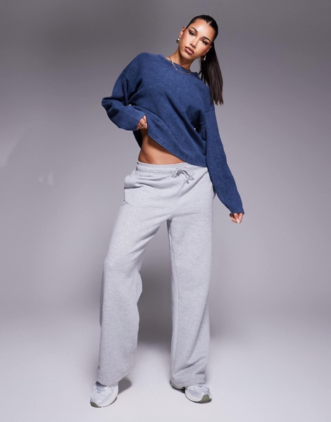 ASOS DESIGN long sleeve waffle boxy tee in washed navy