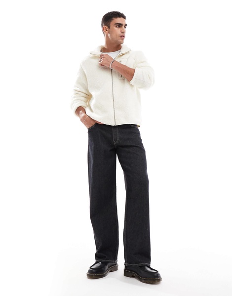 Jack & Jones teddy fleece jacket in white