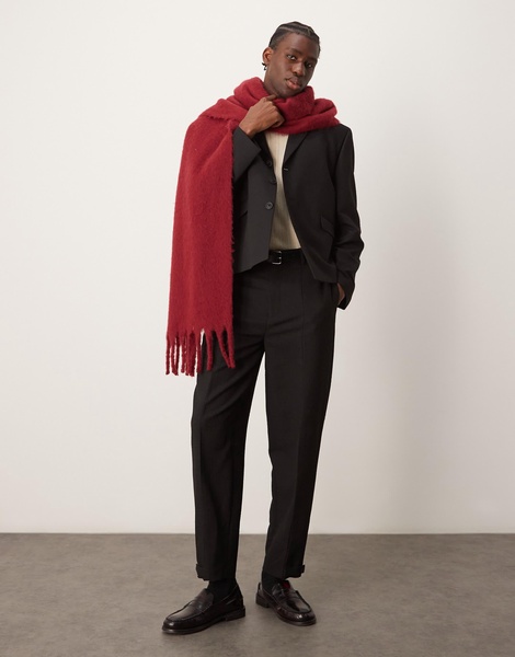 ASOS DESIGN boxy cropped suit jacket in black texture