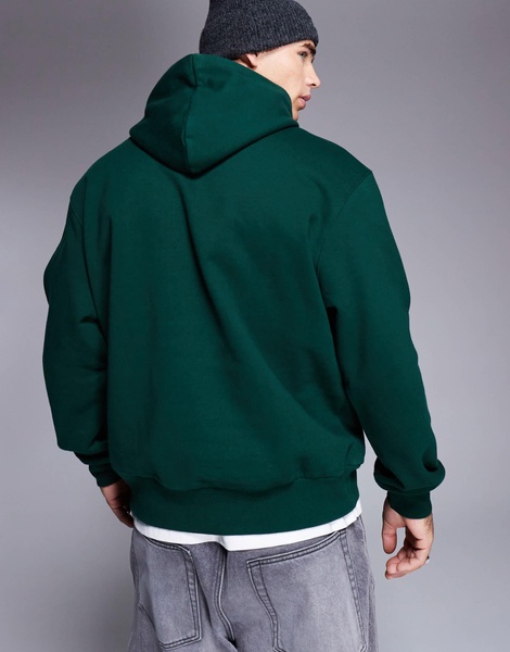 ASOS DESIGN premium heavyweight oversized hoodie 400gsm in dark green