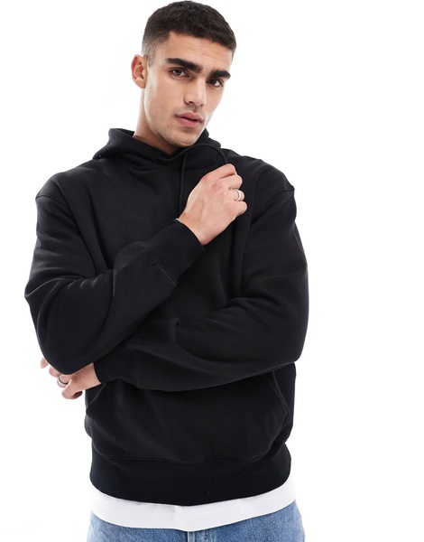 Bershka basic hoodie in black