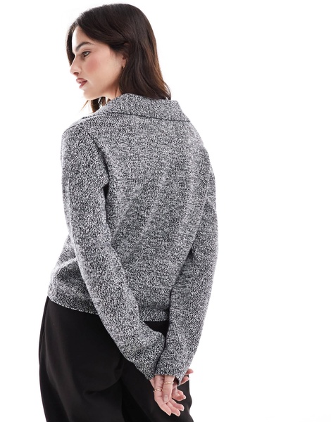 ASOS DESIGN knitted collar sweater in twist yarn in mono