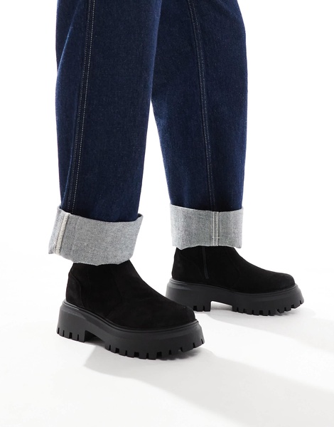 ASOS DESIGN Antigua suede sock boots in black