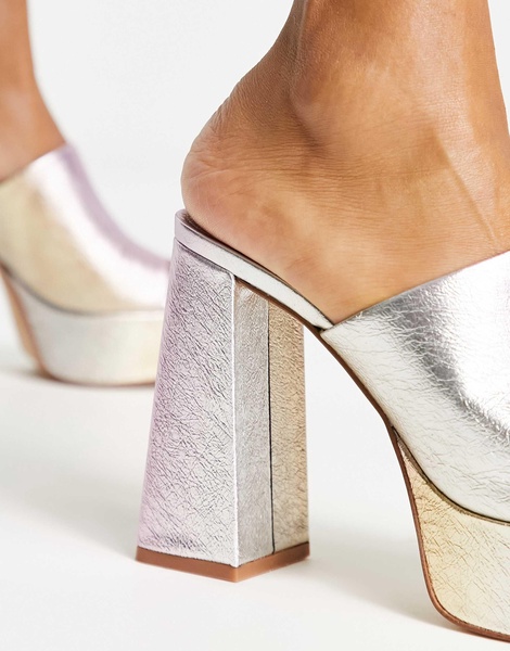 ALDO Cassey platform mules in iridescent leather