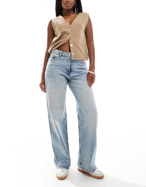 Bershka baggy balloon leg jeans in dirty wash indigo