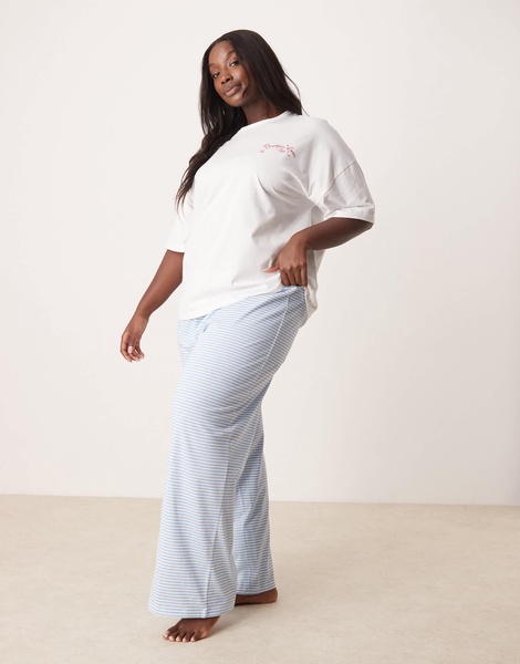 ASOS DESIGN Curve oversize tee & wide leg pants in breakfast lovers print