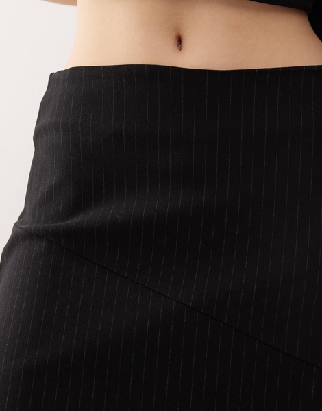 COLLUSION low rise midi skirt in pinstripe